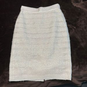 J Crew White/metalicized pencil skirt-knee length